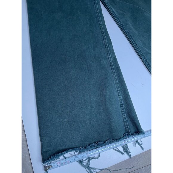 Zara The Marine Straight Pants Wide-leg High-rise Green 0 XS Raw Ham - Picture 8 of 8